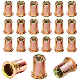 Rivet Nuts Retractable Nuts Thread Rivets M4 Blind Rivet Nuts Pack of 80 Galvanised Rivet Nut Carbon Steel Round Flat Head Internal Thread Rivet Sleeve Nut Used for Metal Plates Pipes etc