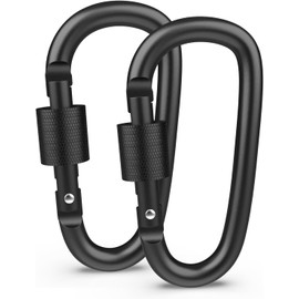 2 Piezas Clips de Mosquetón, Mosquetón de Aluminio, Mosquetones de Bloqueo Multifuncionales, Mosquetón con Cierre de Rosca para Mochila, Llaveros, Botella de Agua, Senderismo