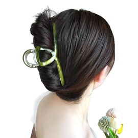 Wenlly retro style hair claw, 5 Inch cellulose acetate alloy hair jaw clips, non-slip strong hair barrettes, 1 piece, green