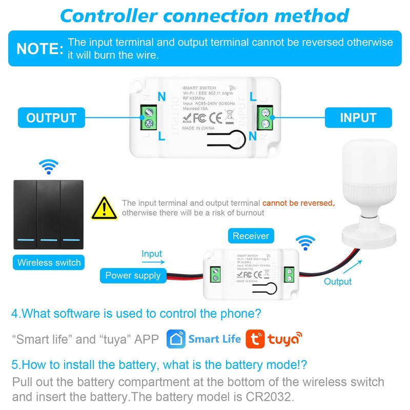 230 V Light Switch Set, RF 433 MHz Wireless Light