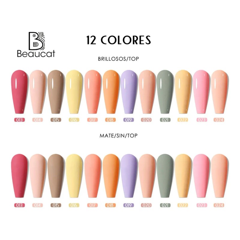 Gel Para Esmalte De Uñas Semipermanentes Beaucat (12 Kit De)