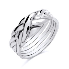 925 Sterling Silver 6 Band Puzzle Ring size M N O P Q R S T U V - Men's or Ladies (V)