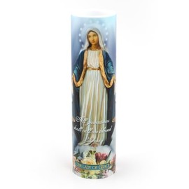 THE SAINTS COLLECTION Our Lady of Grace, LED Flameless Devotional Prayer Candle