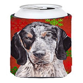 Caroline's Treasures SC9745TBC Blue Tick Coonhound Red Snowflakes Holiday Tall Boy Hugger Can Cooler Sleeve Hugger Machine Washable Drink Sleeve Hugger Collapsible Insulator Beverage Insulated Holder