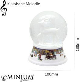 Snow globe deer white | base nostalgic winter landscape | with music box | shaking ball Christmas decoration | W: 10 cm H: 13 cm | 20203
