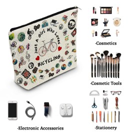 YULUENZE Bicycling Gifts Bicycling Makeup Bag Bicycle Makeup Organizer Bag Travel Toiletry Pouch with Zipper Bike Gifts Cosmetic Bag for Women Cyclists Bicycling Lovers Fans