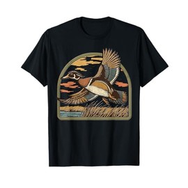 Vintage Marsh Duck Flying Sunset Fall Nature Mallard Hunter T-Shirt