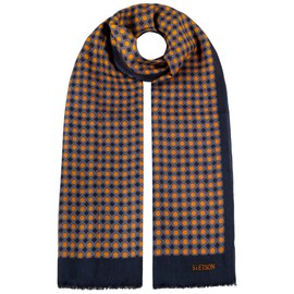 Stetson Allover Dots Scarf, Wool Scarf, Warming Men's Scarf with Fringes, Autumn/Winter, darkblue