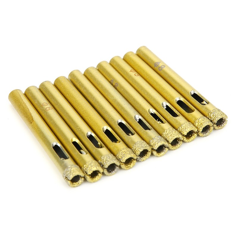 10Pcs Diamond Hole Saw Drill Bit Gold Granite Ceramic Tile