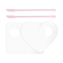 LuckyOpt Makeup Mixing Palette Spatula Set, 2PCS Mini Acrylic Makeup Palette & 2PCS Silicone Skincare Spatula, Cream Foundation Palette for Mixing and Save Cosmetics (Pink,Square+Heart)