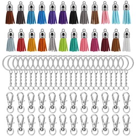 Naler 72pcs Kit de 24 Colores Colgantes de Borla y Llaveros con cadena Correas para Colgar Decoracin de Bricolaje DIY Manualidad                      