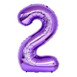 40 Inch Purple Number 2 Balloons With Crown, 2nd Birthday Decorations for Girls, Giant Number 2 Birthday Balloons. (Purple 2)