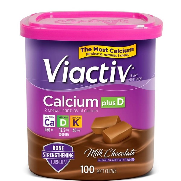 VIACTIV Calcium Plus D, Soft Chews, Milk Chocolate 100 ea (Pack of 3)
