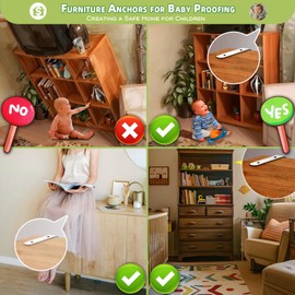 Furniture Anchors, Anti Tip Furniture Wall Anchor for Baby Proofing, Prevent Falling Furniture (Sturdy 2 Items)