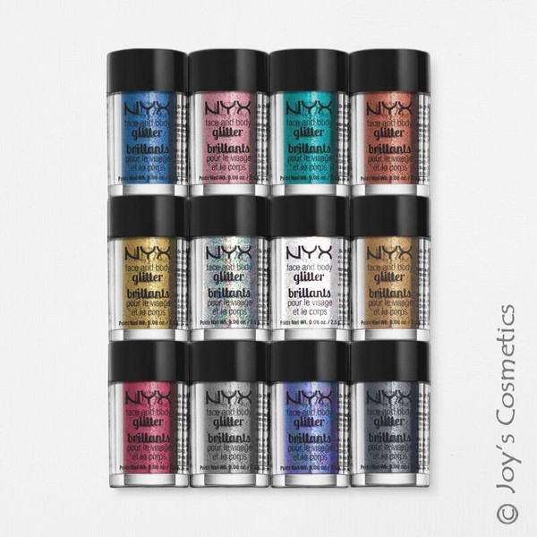 12 NYX Glitter Powder Face & Body Pigment "12 Color Full Set" *Joy's cosmetics*