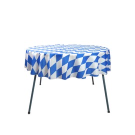 Blue & White Round Polyester Oktoberfest Tablecloth 60", Reusable Oktoberfest Decorations Table Cover for a Memorable Party. Must-Have Party Supplies for Men and Women | OktoberfestHaus