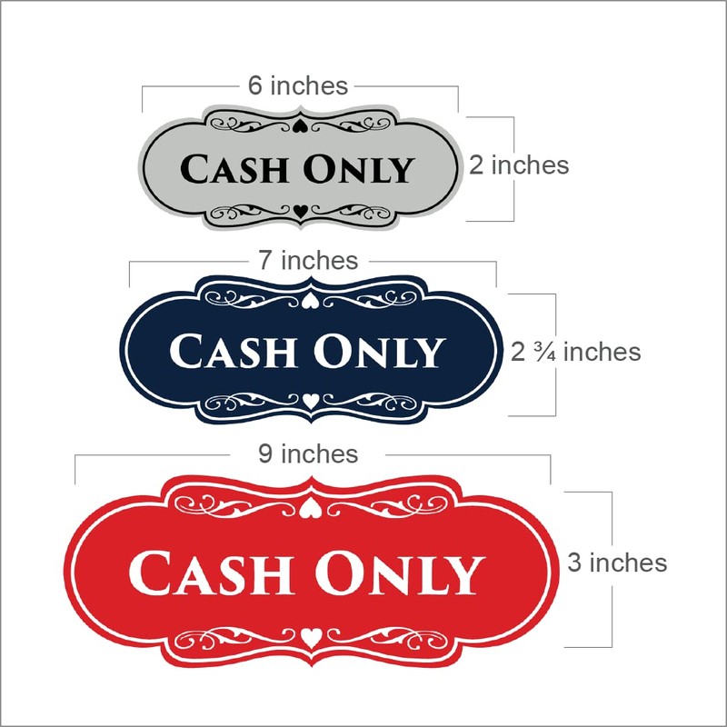 Designer Cash Only Sign (Brushed Gold) - Medium