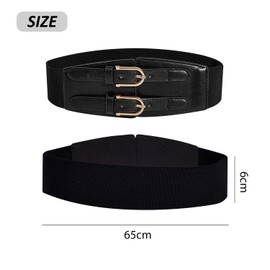 XMNIVATE Women's Black Solid Wide Fashion Belt, 25.6 inch, Adult, Female