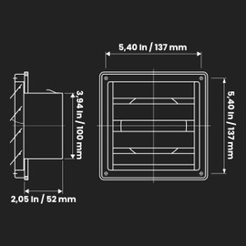 Repa Market Stainless Steel Exhaust Vent Cover Gravity Grill - 4" Inch / 100 mm Outdoor Wall Extractor Fan Cover for home improvement - Kitchen, Bathroom, Garage, Cooker Hood, Loft, Shed Ventilation