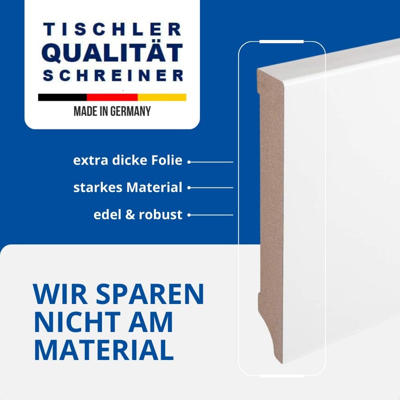 Weimarer Profile White Skirting Boards, MDF / Film, 60 /