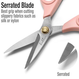 Beaditive Sewing Scissors - 6 Inch Stainless Steel Fabric Scissors - Professional Scissors with Serrated Blade - Comfortable Craft Cutter and Tailor Scissors (Light Coral)