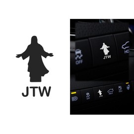 Novelty Jesus Take Wheel (JTW) Sticker Decals for Car or Truck Unused Buttons - Interior Dash Rocker Console Switch Decals - Christian Funny Offroad 4x4 Racecar Overland Accessories (Matte White)