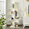 IFANNY 8 Shelves Bookshelf, Wooden Symmetrical Open Bookcase, Artistic Book