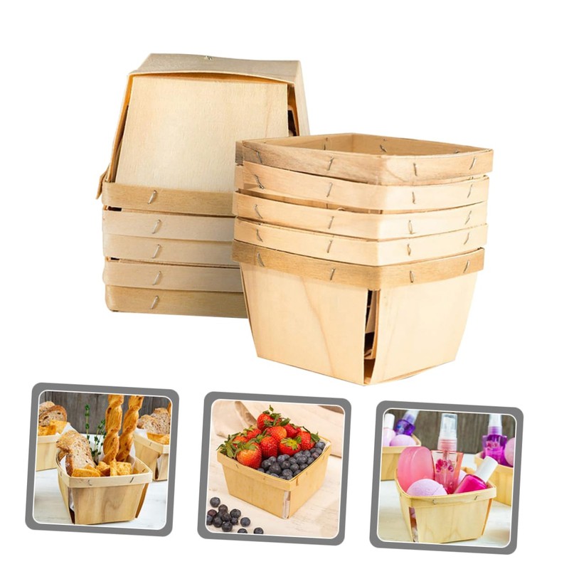 Ciieeo 10pcs Portable Wood Fruit Baskets Multi Functional Snack Storage