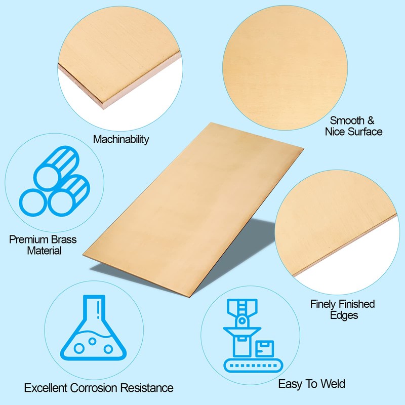 Brass Sheet, Metal Sheets Plates, 12" Length x 6" Width
