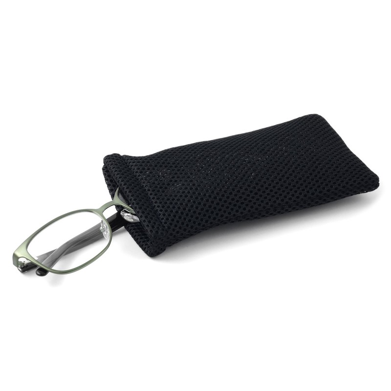 Soft Mesh Eyeglasses/Sunglasses Case Snap Closure Jet Black Large 6.5"x3.25"Inch
