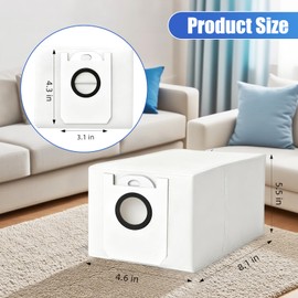 Loszaral 6-Pack Dustin & Orb-i Replacement Dust Bags for bObsweep Dustin & Orb-i Self-Emptying Robot Vacuum - 3.5L High Capacity Advanced Filtration Bags (White)