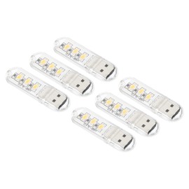 PATIKIL USB Night Light, 6 Pack Portable Plug-in Mini LED Lamp Stick 3 Beads for Home Decor Reading Sleeping Camping, Warm White