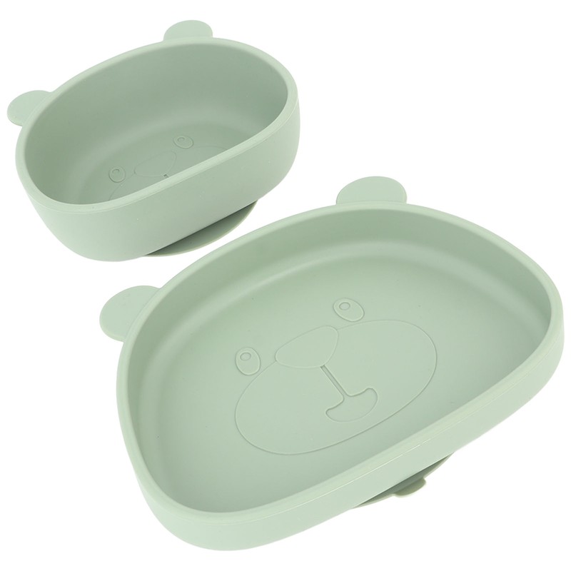 4pcs Children Plate Utensils Set Silicone Suction Bowls Set Toddler