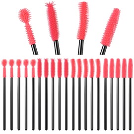 RimCereal 20 Pcs Nook and Cranny Sewing Machine Cleaning Brushes, Reusable Silicone Dense Bristles Cleaning Brushes for Sewing Machine Internal and Spool Area (Black, Bright Pink)