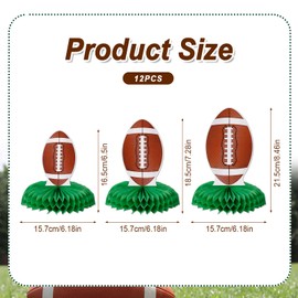 12pcs Football Table Centerpieces, Football Honeycomb Centerpieces Rugby Table Decorations Football Party Table Toppers for Sport Football Birthday Party Supplies