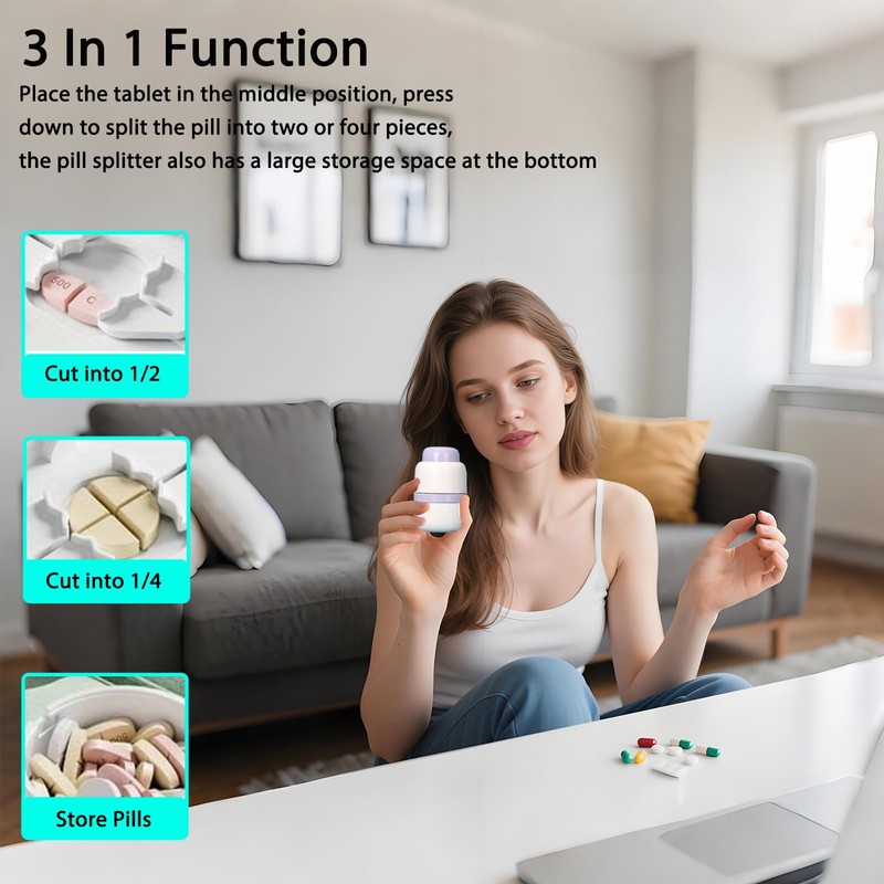 Pill Cutter, Stainless Steel Blade Pill Splitter with 1/2 &