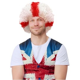 Smiffys England Afro Wig, St George England Fancy Dress, Adult Dress Up Wigs
