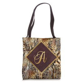 Animal print Initial letter A monogram leopard print boho Tote Bag