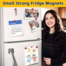 16 Pcs Fridge Magnets, Small Strong Magnetic Push Pins, Black Whiteboard Magnets for Locker, Kitchen Decor and Accessories, Office, Classroom Organization, Great Christmas Gifts for Men Women