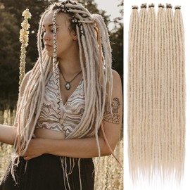 Leeven 18 Inch Blonde Dreadlock Extension, 20 Strands, Reggae Dreadlocks, Synthetic Hippie Single Ended Dreads, 0.6 Width Handmade Crochet Locs Hair Extensions, 613#