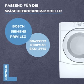 Lichtblau Door Handle 497522 in White Bosch Siemens 00497522 I 240 mm x 200 mm x 42 mm I Plastic Handle Accessories for Condenser Dryers I Spare Parts for Bosch Siemens Quelle Tumble Dryer