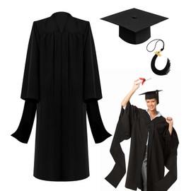 Mukum Class of 2025 Masters Graduation Cap and Gown Set With Tassel - Unisex Master's Graduation Attire, Hooded Gown Matte Black-51