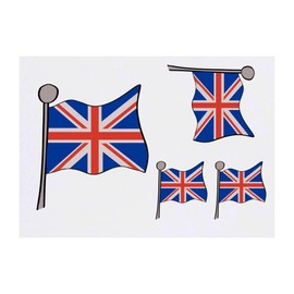 4 x 'Union Jack flag' Temporary Tattoos - Water Resistant, Skin-Safe, Non-Toxic Transfers, Mixed Sizes (TO00076524)
