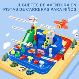 Pista de carros para niños, Juguetes de Aventura de Coche con 2 Mini Carros, Pista de carros, Juguetes para niños de 3 4 5 6 7 Años, Juguetes Montessori de Carritos para Niño (Azul)