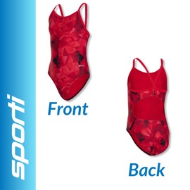 Sporti Athletic One-Piece Swimsuit for Girls – Training & Competitive Swimwear, Chlorine Resistant, UPF 50+, Thin Straps, Moderate Coverage, Comfortable Fit for Swim Teams - Red - 24