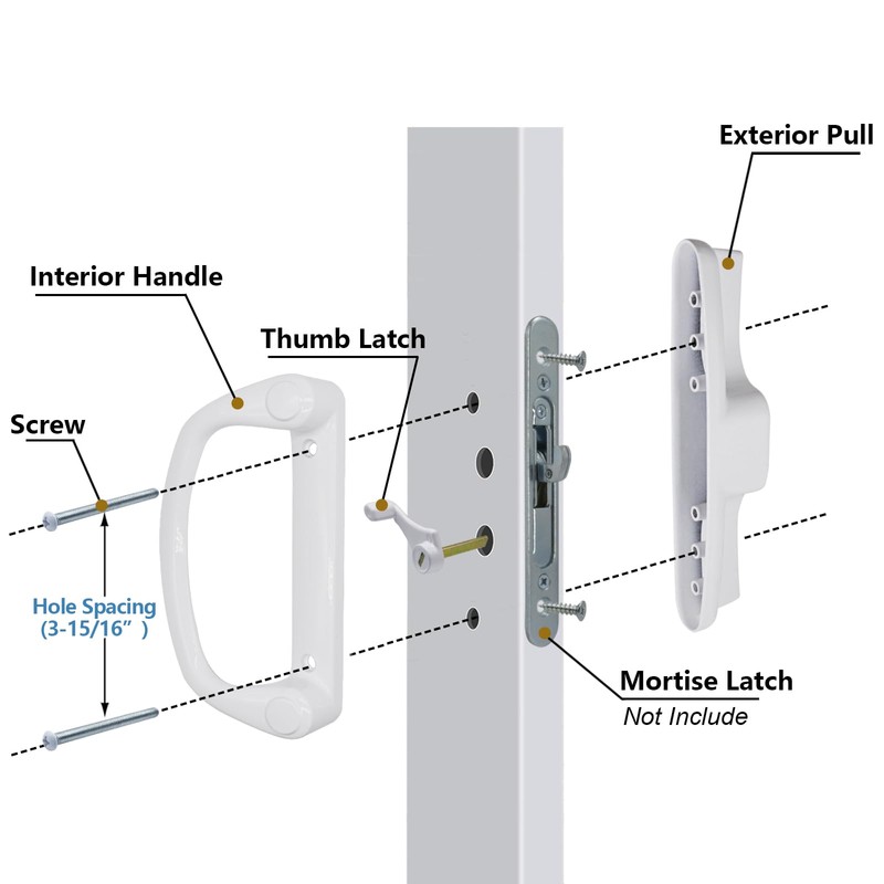 Eockatoo Sliding Glass Patio Door Handle Replacement Set Only Non-Keyed