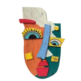 WorldBazzar Abstract MASK African Hand Carved Wooden Tribal Tiki MASK Wall Decor FACE Cubist Picasso