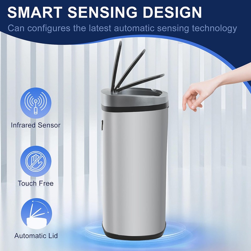 Furniture of America Verbena 13 Gallon Metal Household Trash Can