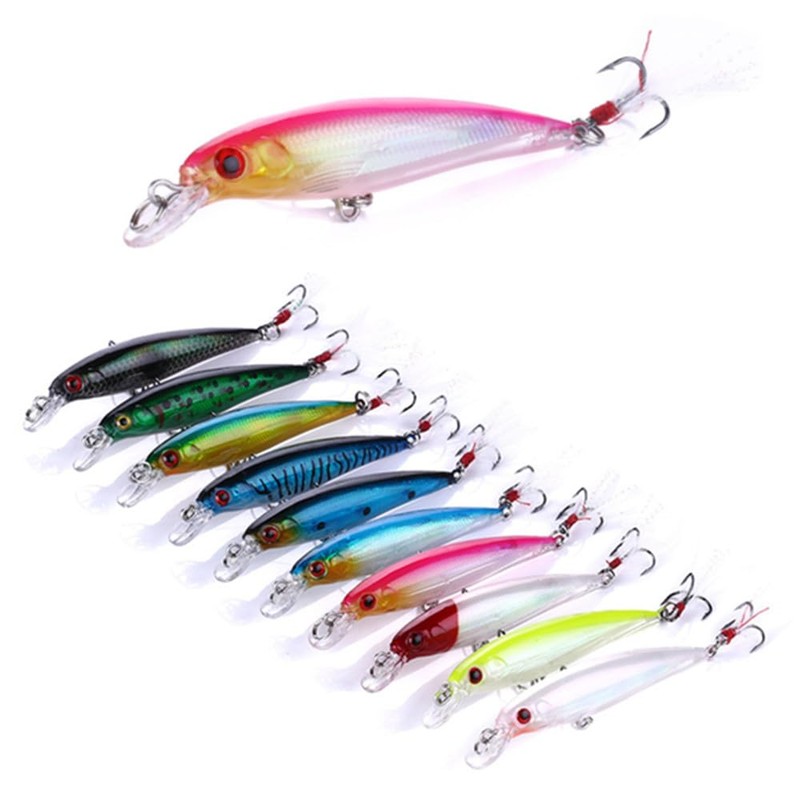 10 Fishing Lure, Hard Minnow Fishing Lures Saltwater Bass Crankbait
