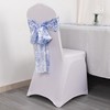Balsa Circle 5 White Satin Chair Sashes Blue Floral Design